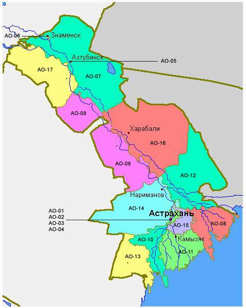 Административная карта астраханской области